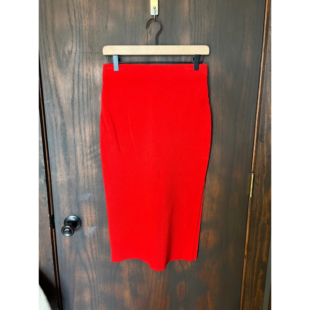 House of Harlow 1960 Red Knit Pencil Midi Skirt Small High Waist Bodycon Rayon